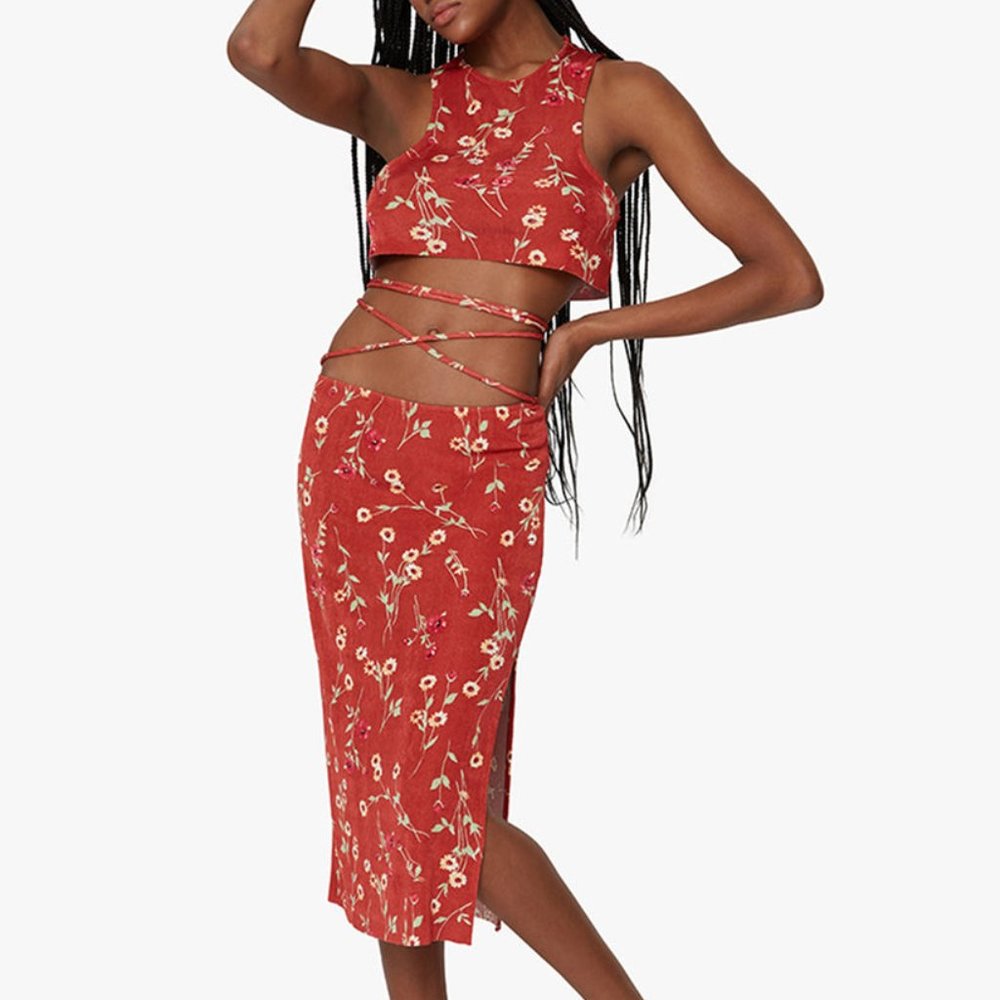 TIE SKIRT + CROPPED TANK SET